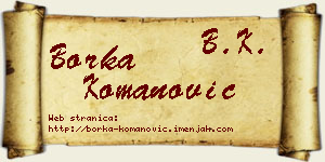 Borka Komanović vizit kartica